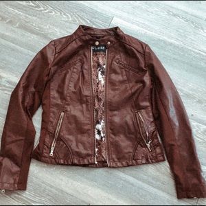 Guess brown leather jacket